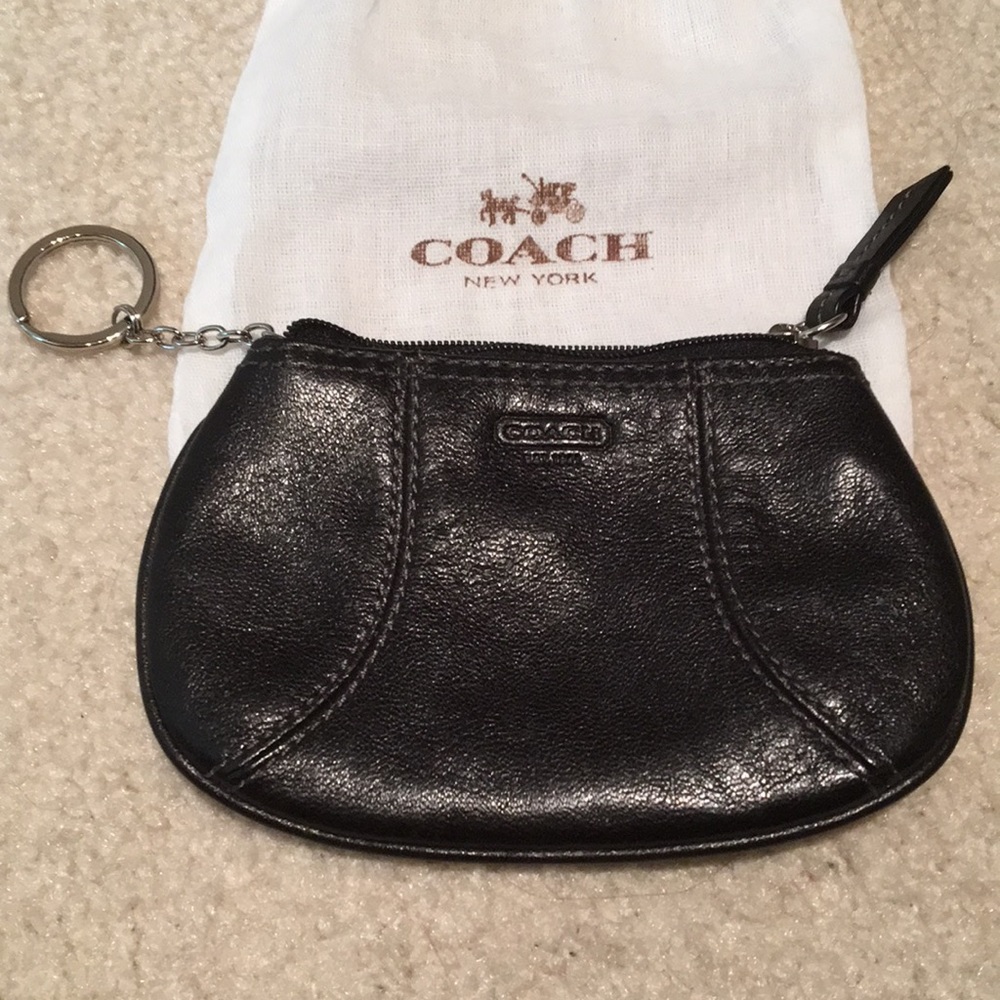 Leather Coach keychain coin purse